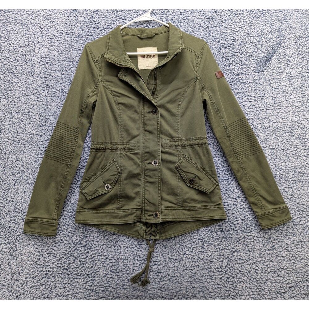 Y2K Hollister Military Cargo Jacket Size S Army Preppy Hiking Outdoor VTG Green